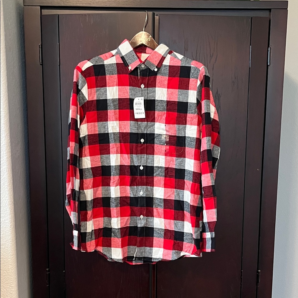 Club Room Red, Black, and White Plaid Men's Shirt